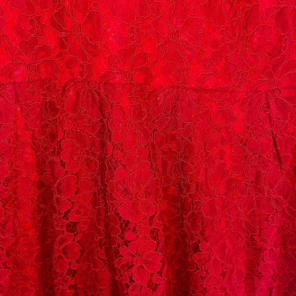 Eloquii Red A-Line Midi Dress with Bishop Sleeves - Picture 9 of 13